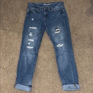 Medium wash ripped boyfriend jeans